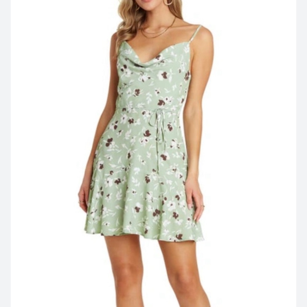 Willow Freddie Cowl Neck Minidress PISTACHIO, Size Small